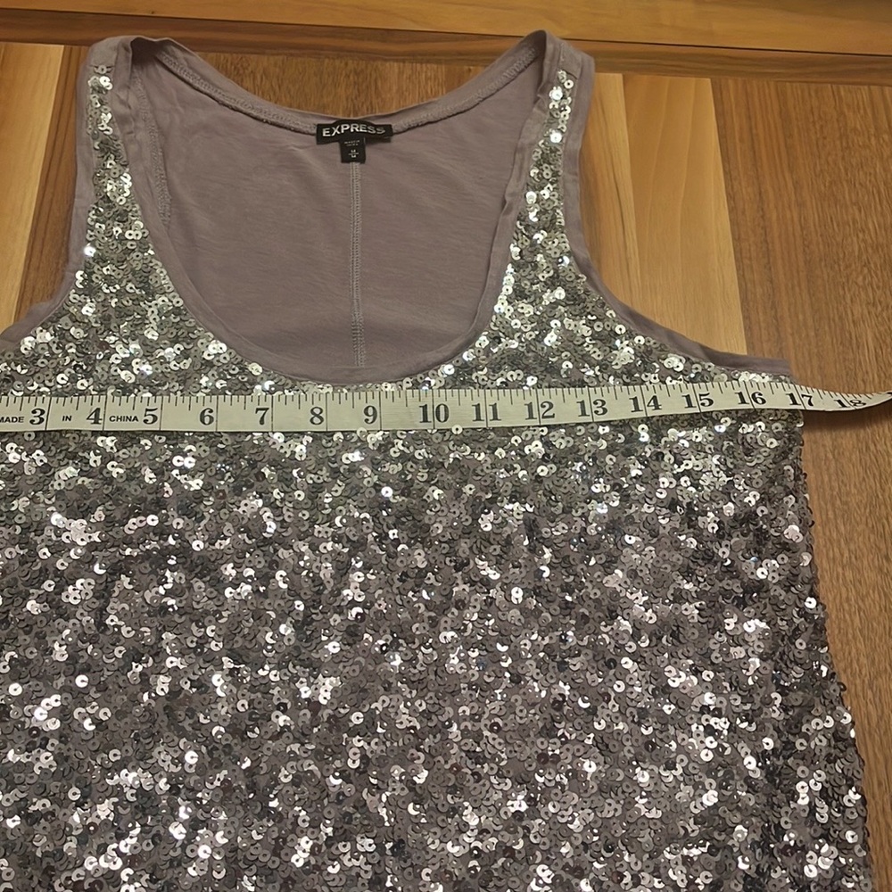 Express Top Silver Sequence Ombre Size M Excellen… - image 4